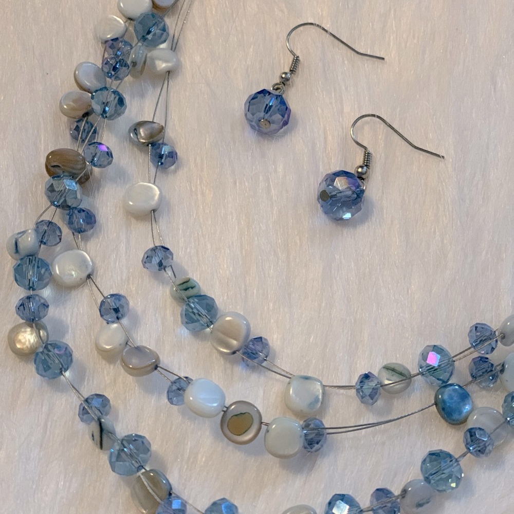 Ice blue necklace and earrings set